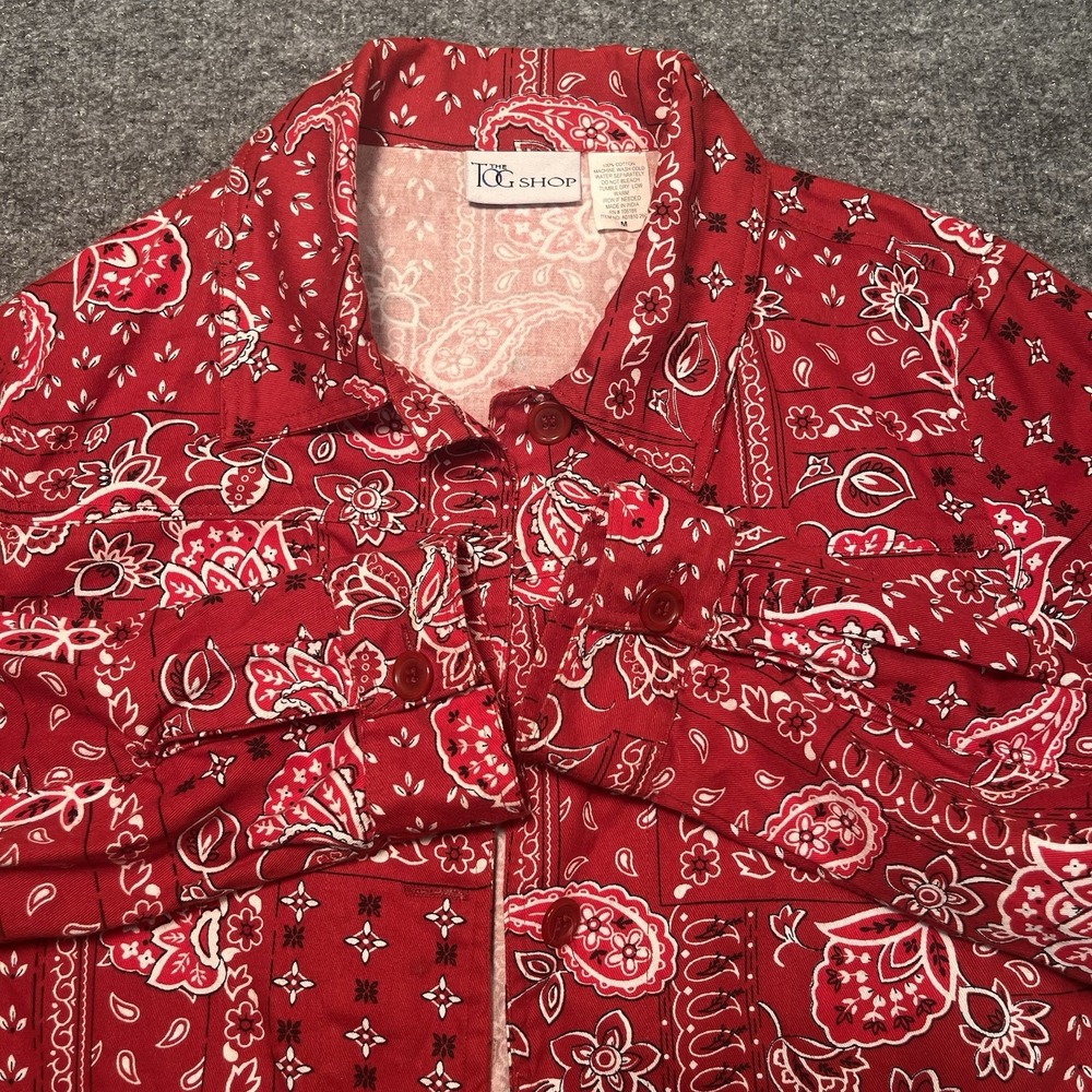 Bandana Paisley Print Jacket Red Women M Western Cowgirl Rodeo Boho Y2K